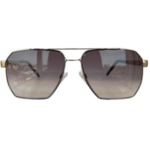 Aviador Metal Square Dourado Lente Marrom Degradê