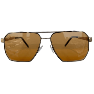 Aviador Metal Square Dourado Lente Laranja